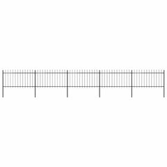Garden Fence with Spear Top Steel 337x100 cm Black 838 cm