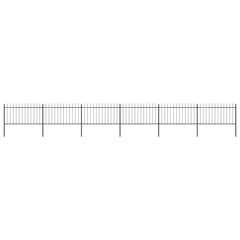 Garden Fence with Spear Top Steel 337x100 cm Black 1005 cm