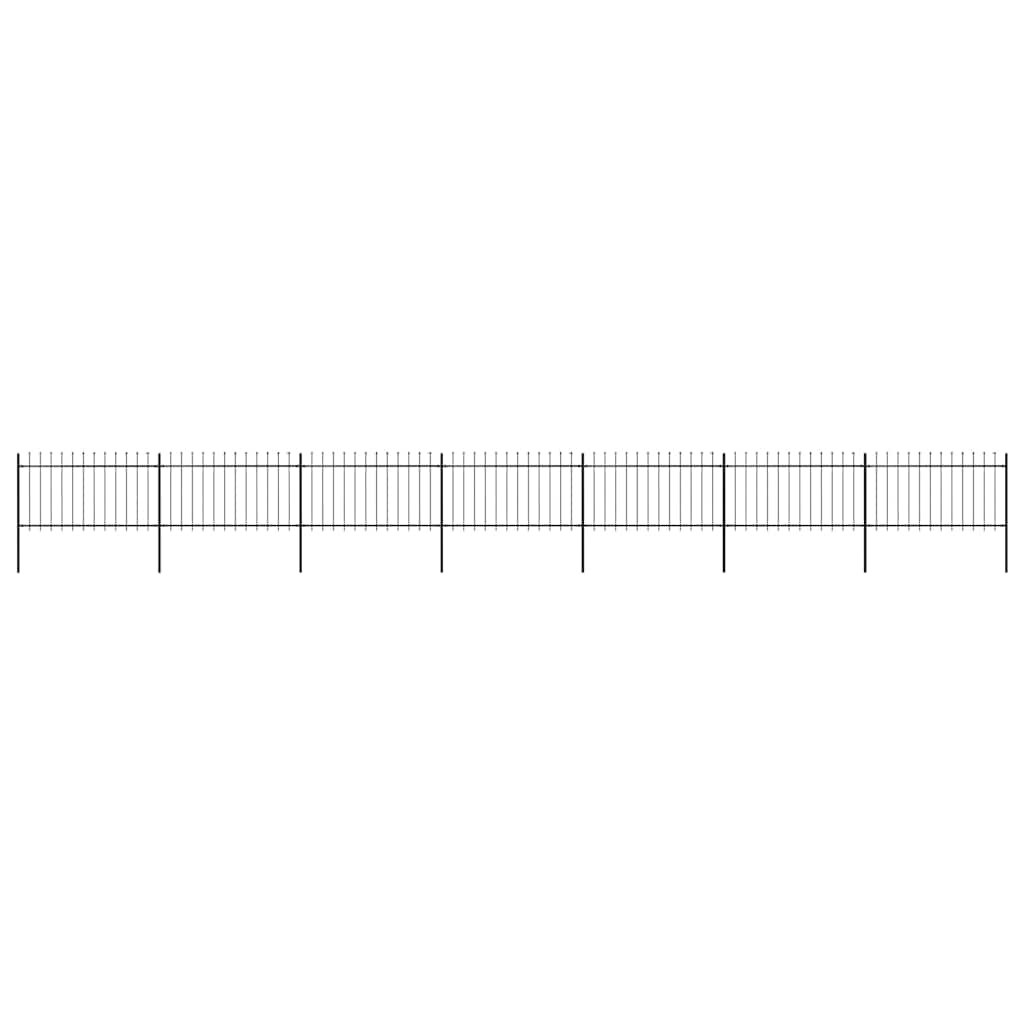 Garden Fence with Spear Top Steel 337x100 cm Black 1172 cm