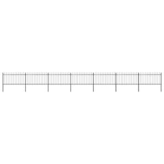 Garden Fence with Spear Top Steel 337x100 cm Black 1172 cm