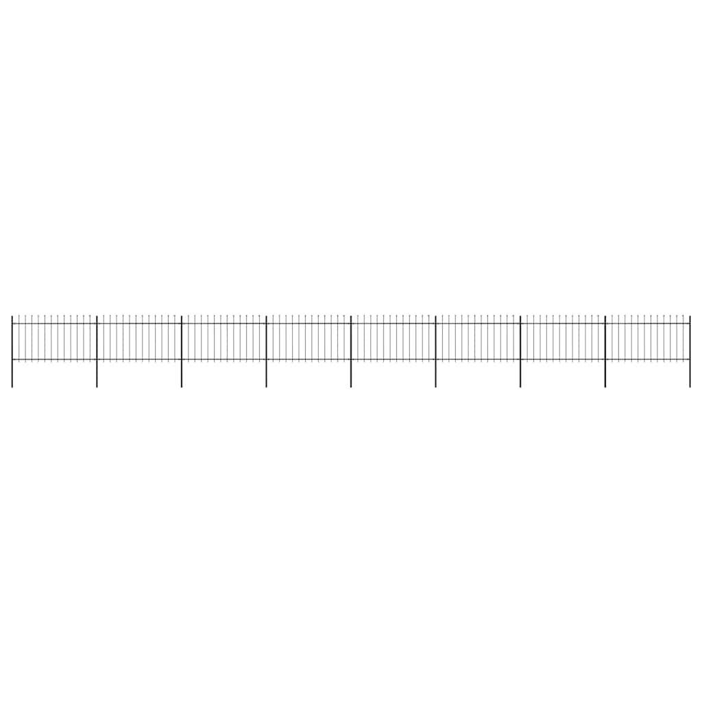 Garden Fence with Spear Top Steel 337x100 cm Black 1339 cm