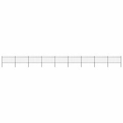 Garden Fence with Spear Top Steel 337x100 cm Black 1506 cm