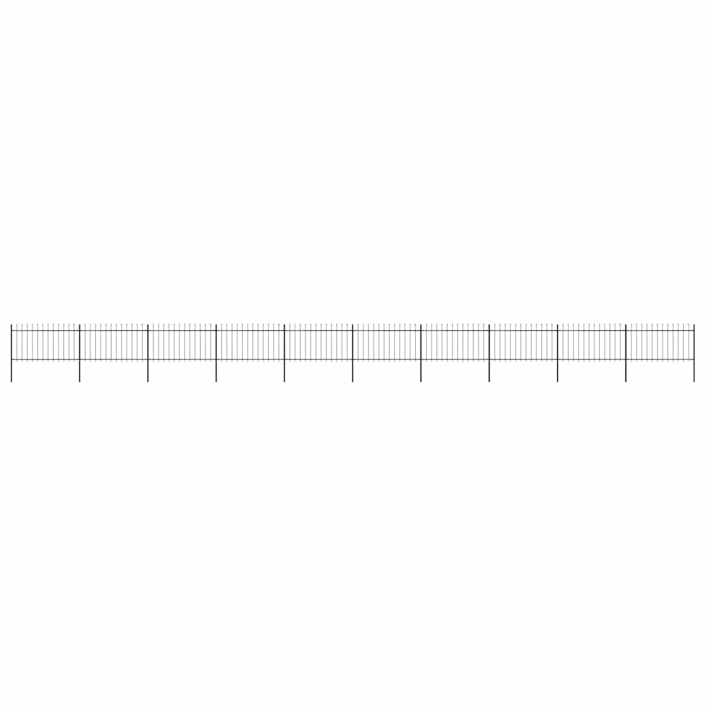 Garden Fence with Spear Top Steel 337x100 cm Black 1673 cm