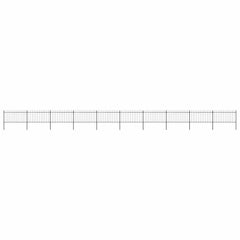 Garden Fence with Spear Top Steel 337x100 cm Black 1673 cm