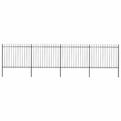 Garden Fence with Spear Top Steel 337x150 cm Black 671 cm