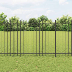 Garden Fence with Spear Top Steel 337x150 cm Black 1005 cm