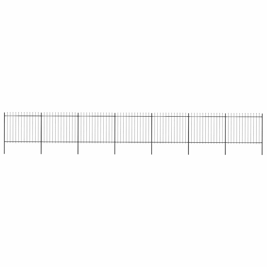 Garden Fence with Spear Top Steel 337x150 cm Black 1172 cm
