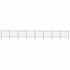Garden Fence with Spear Top Steel 337x150 cm Black 1339 cm