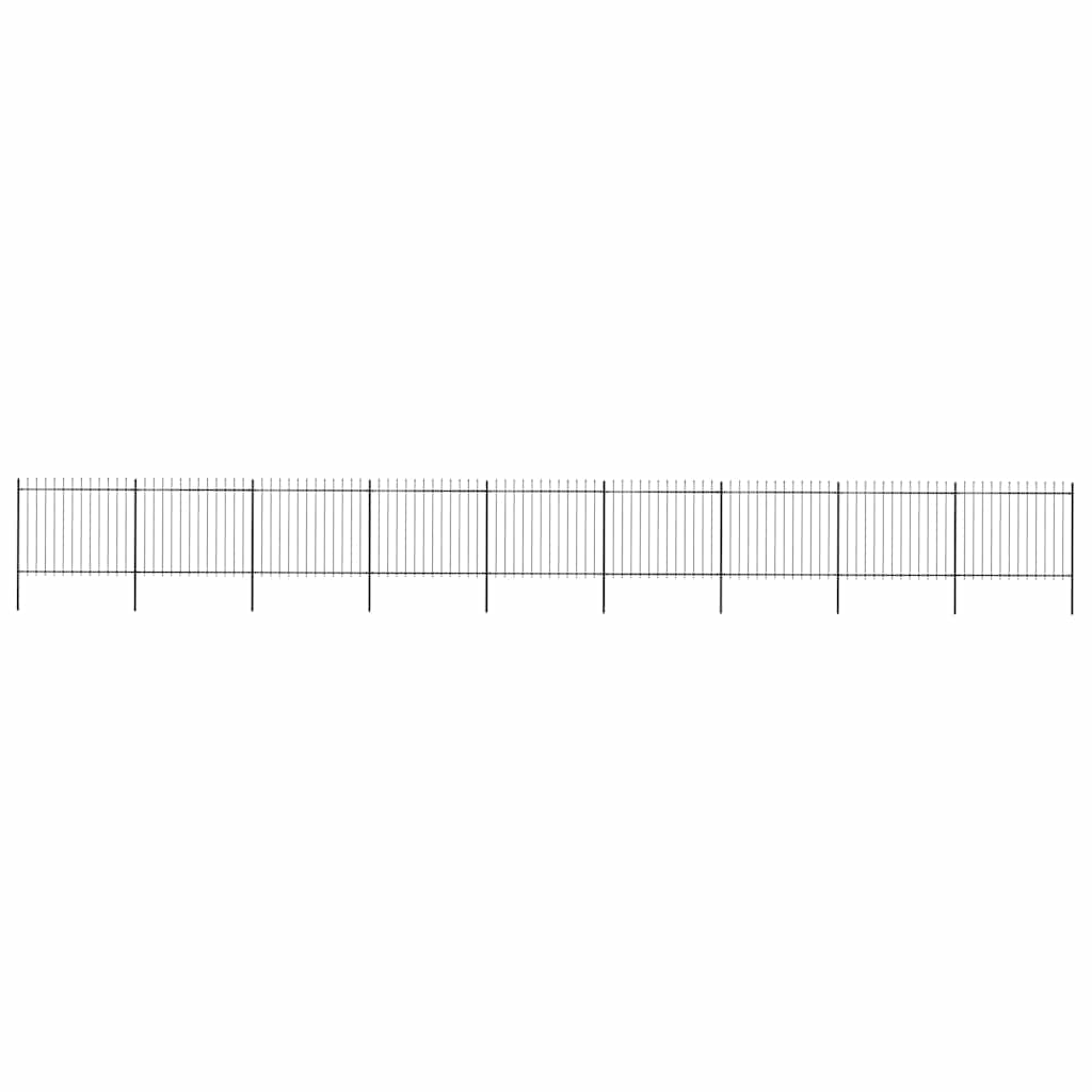 Garden Fence with Spear Top Steel 337x150 cm Black 1506 cm