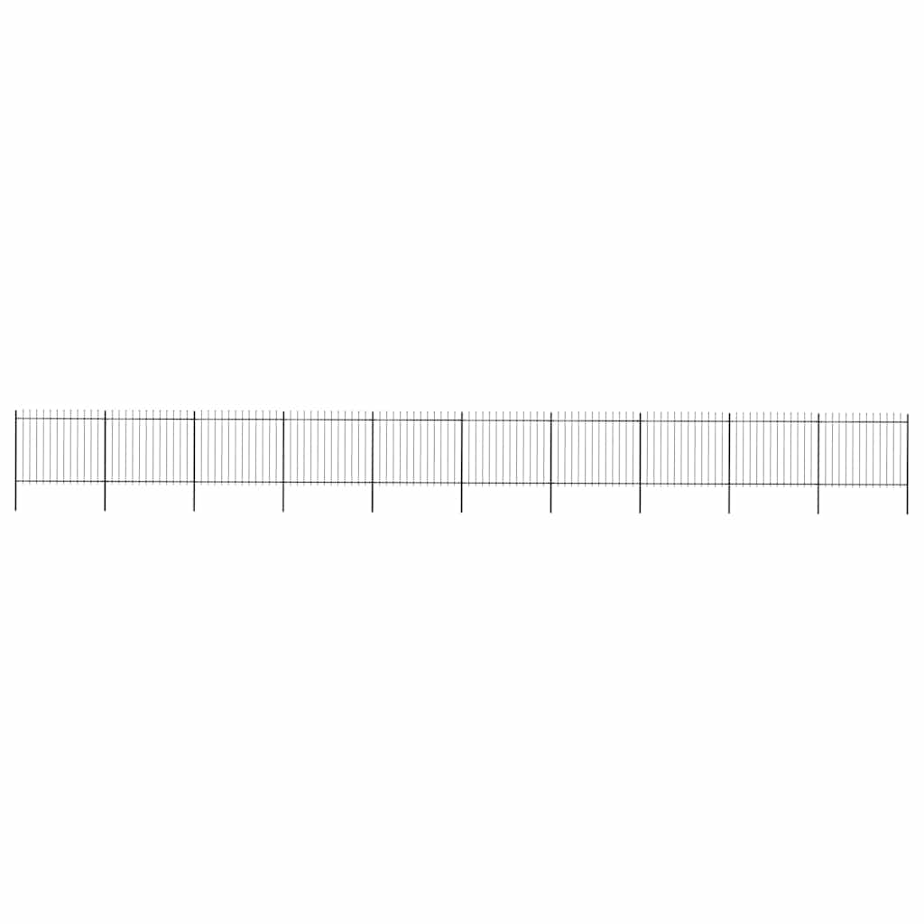 Garden Fence with Spear Top Steel 337x150 cm Black 1673 cm