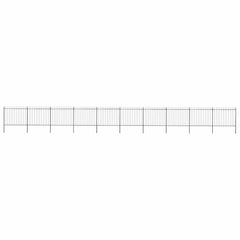 Garden Fence with Spear Top Steel 337x150 cm Black 1673 cm