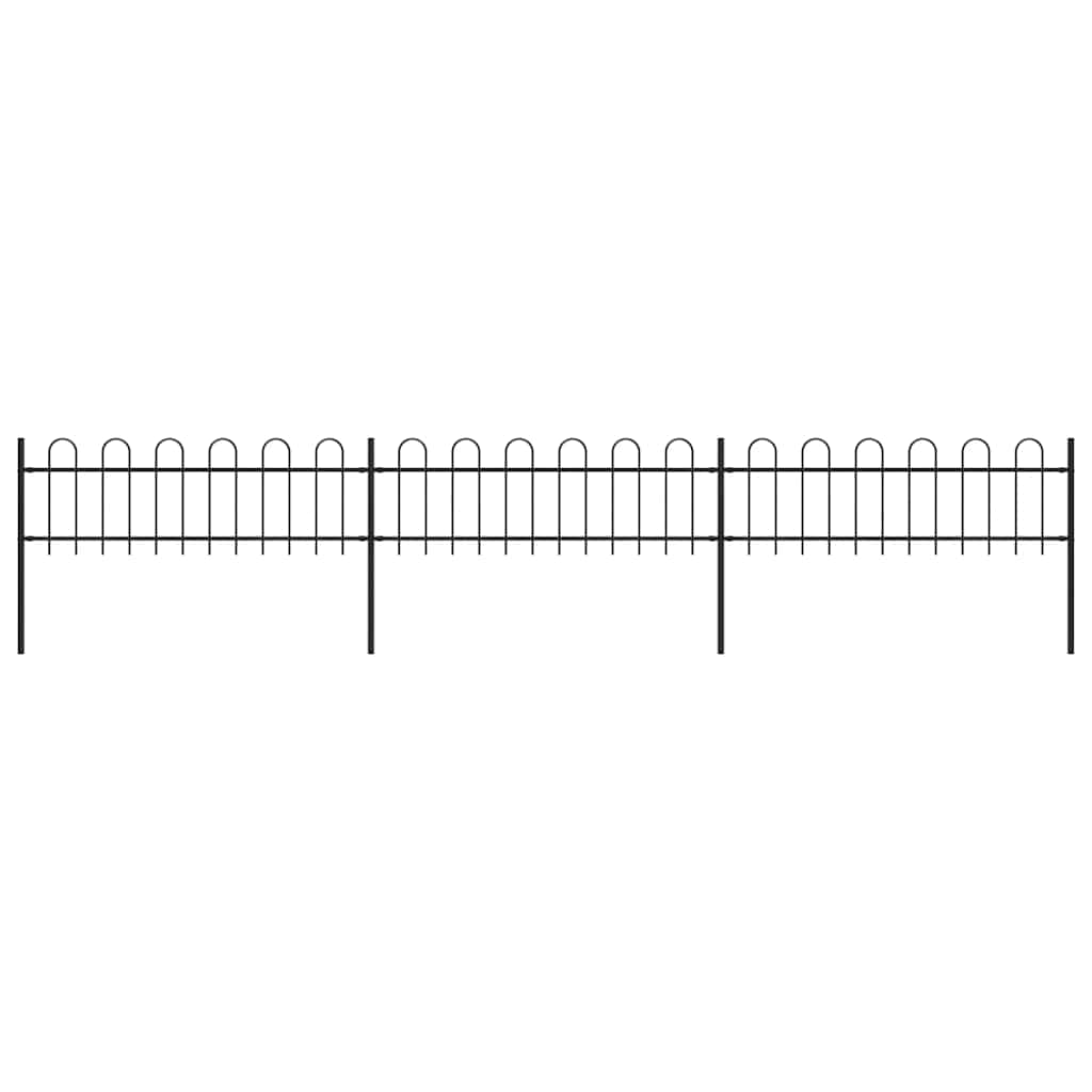 Garden Fence with Hoop Top Steel 337x60 cm Black 504 cm