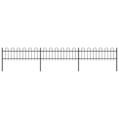 Garden Fence with Hoop Top Steel 337x60 cm Black 504 cm