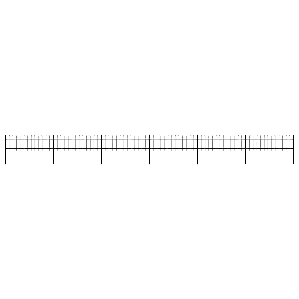 Garden Fence with Hoop Top Steel 337x60 cm Black 1005 cm