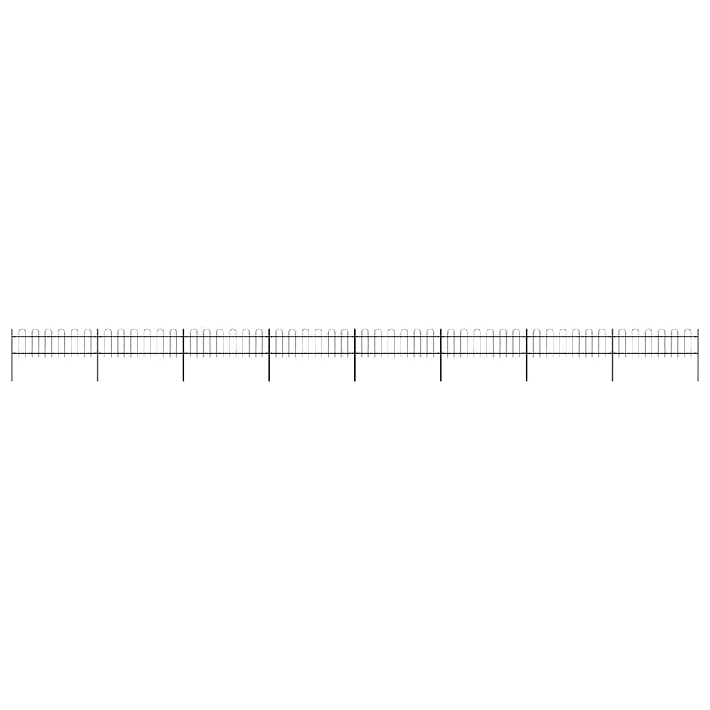 Garden Fence with Hoop Top Steel 337x60 cm Black 1339 cm