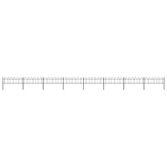 Garden Fence with Hoop Top Steel 337x60 cm Black 1339 cm