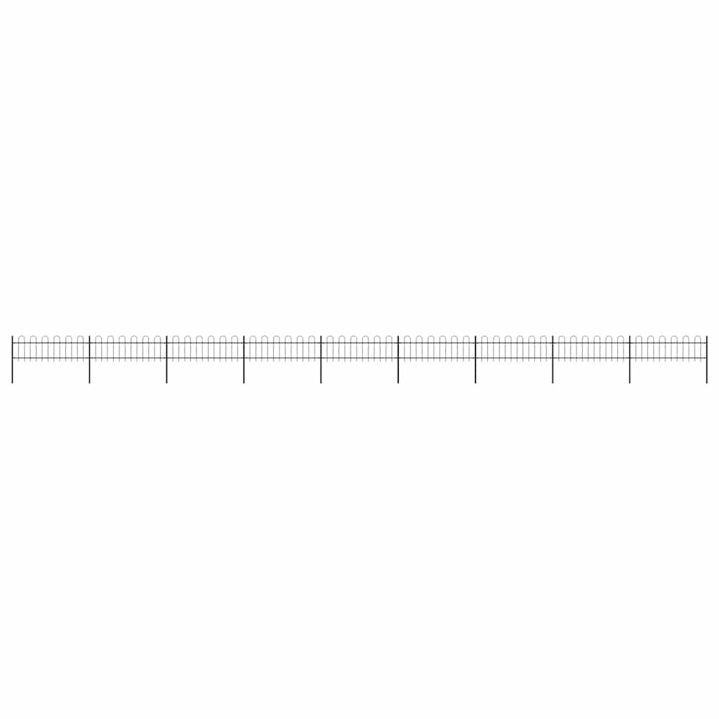 Garden Fence with Hoop Top Steel 337x60 cm Black 1506 cm