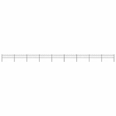 Garden Fence with Hoop Top Steel 337x60 cm Black 1506 cm