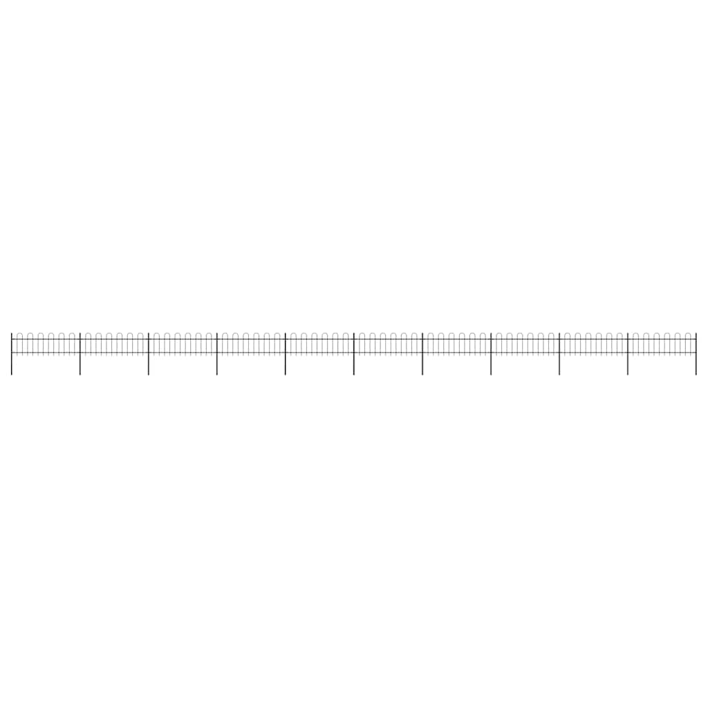 Garden Fence with Hoop Top Steel 337x60 cm Black 1673 cm