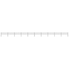 Garden Fence with Hoop Top Steel 337x60 cm Black 1673 cm