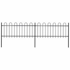 Garden Fence with Hoop Top Steel 337x80 cm Black 337 cm