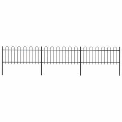 Garden Fence with Hoop Top Steel 337x80 cm Black 504 cm