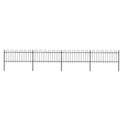 Garden Fence with Hoop Top Steel 337x80 cm Black 671 cm