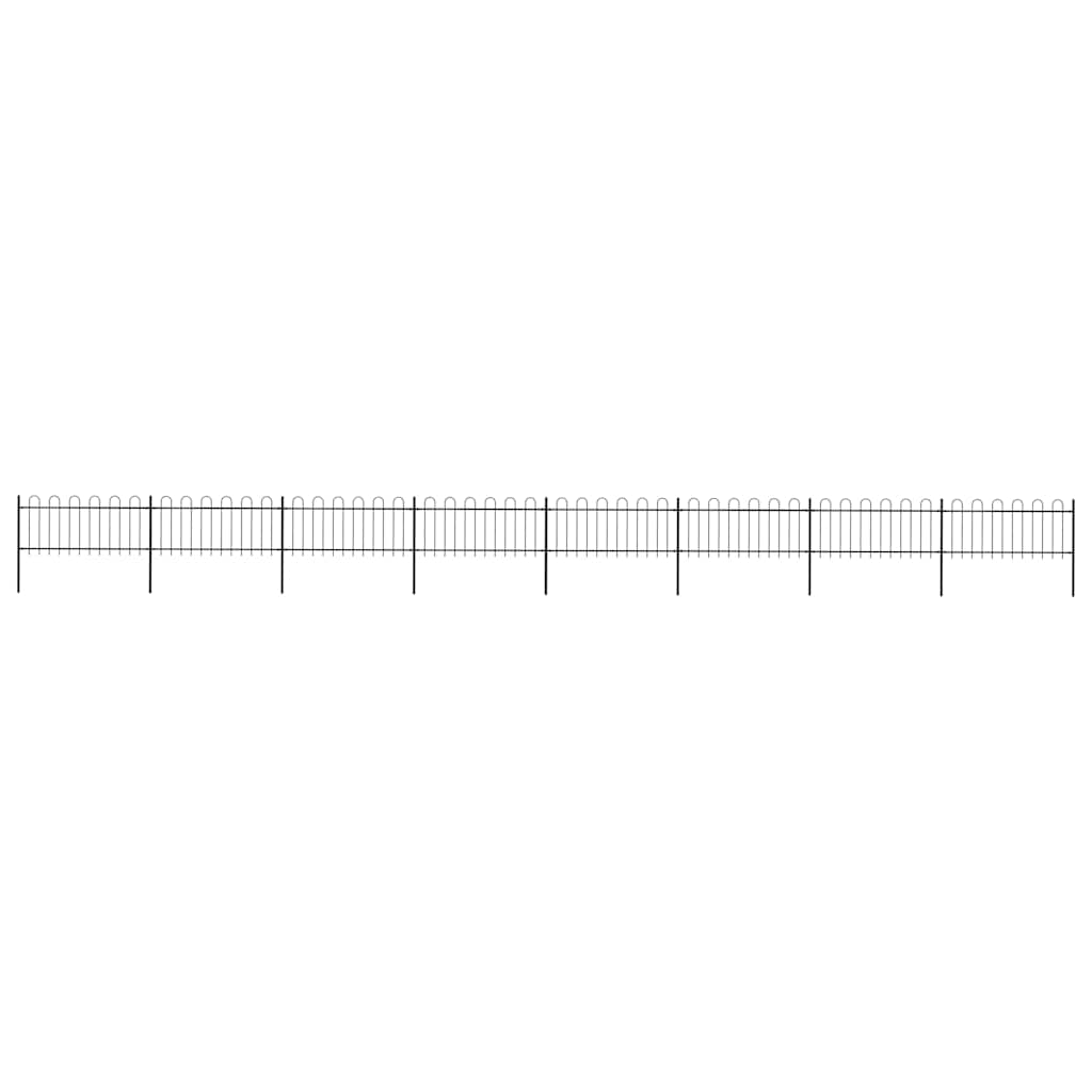 Garden Fence with Hoop Top Steel 337x80 cm Black 1339 cm