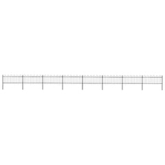 Garden Fence with Hoop Top Steel 337x80 cm Black 1339 cm