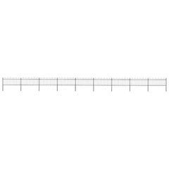 Garden Fence with Hoop Top Steel 337x80 cm Black 1506 cm