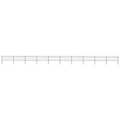 Garden Fence with Hoop Top Steel 337x80 cm Black 1673 cm