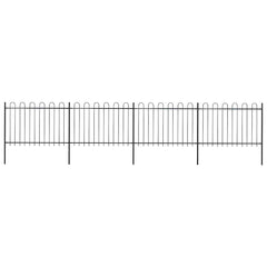 Garden Fence with Hoop Top Steel 337x120 cm Black 671 cm