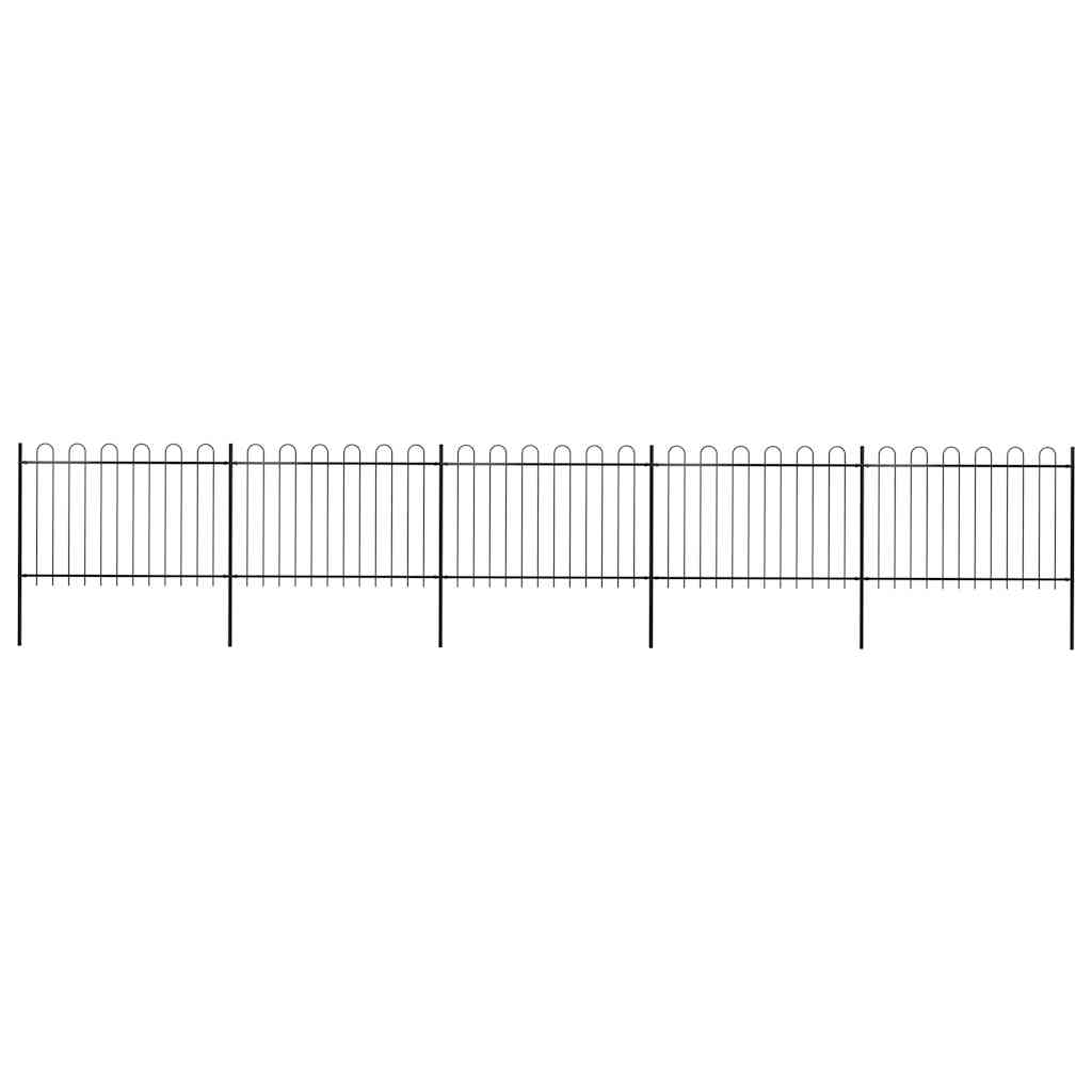 Garden Fence with Hoop Top Steel 337x120 cm Black 838 cm