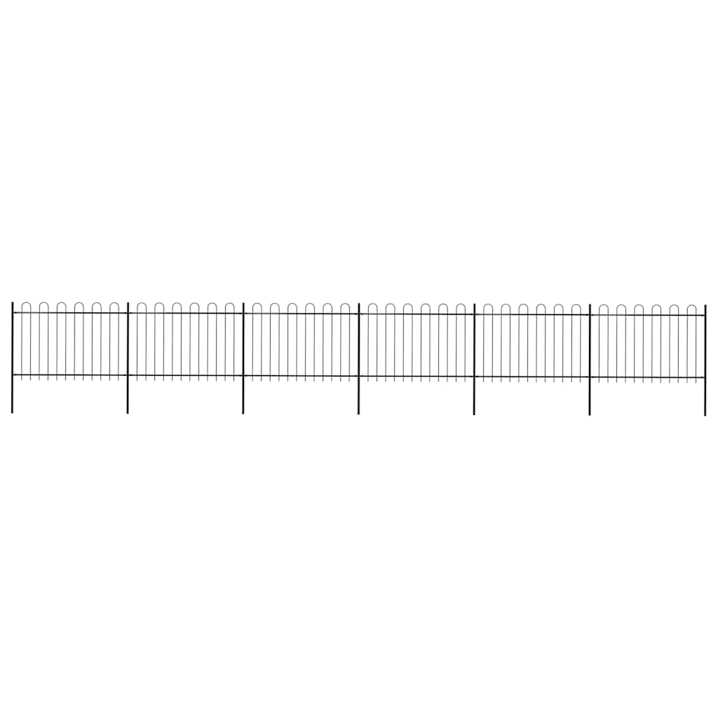 Garden Fence with Hoop Top Steel 337x120 cm Black 1005 cm