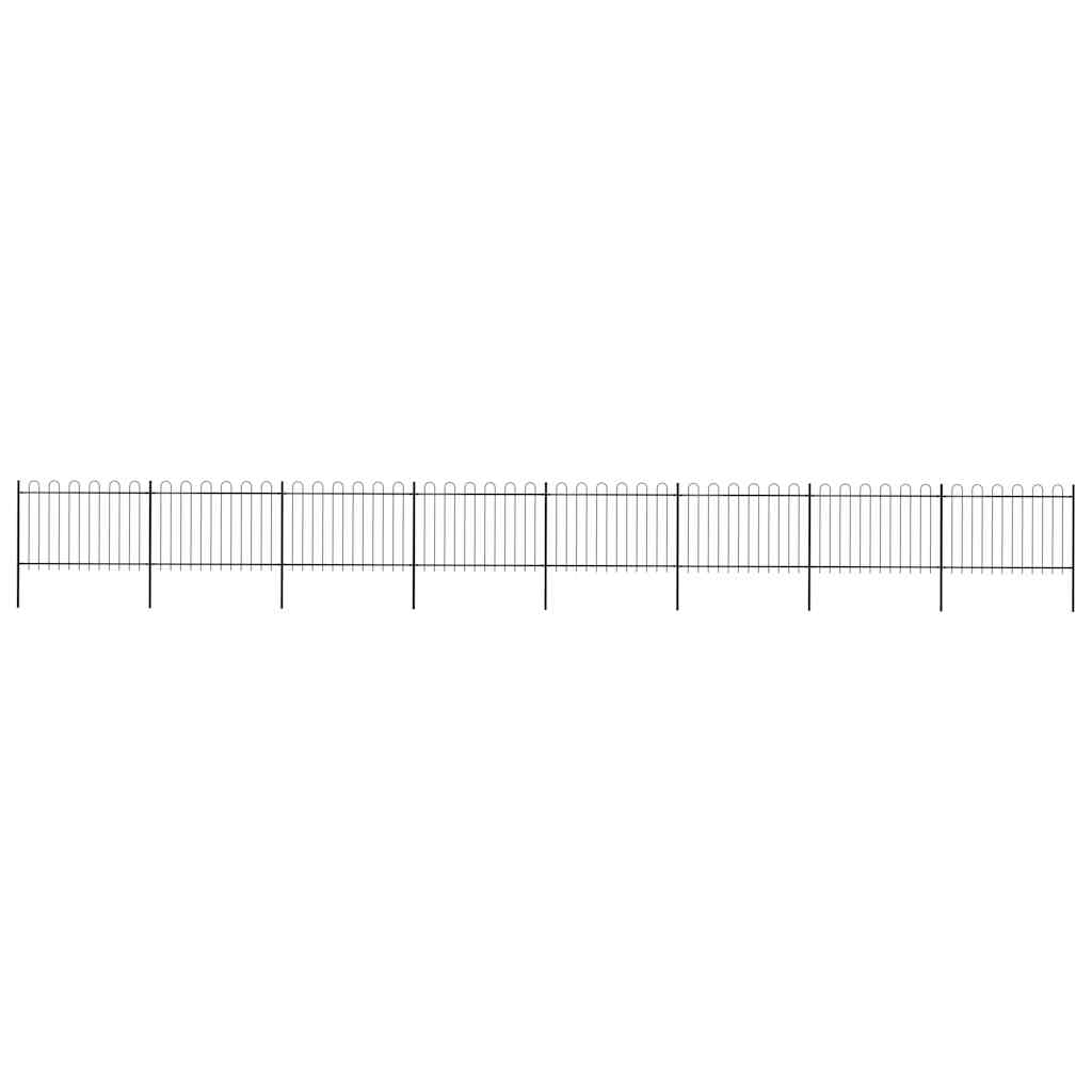 Garden Fence with Hoop Top Steel 337x120 cm Black 1339 cm