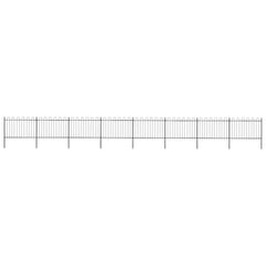Garden Fence with Hoop Top Steel 337x120 cm Black 1339 cm