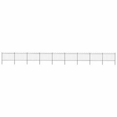 Garden Fence with Hoop Top Steel 337x120 cm Black 1506 cm