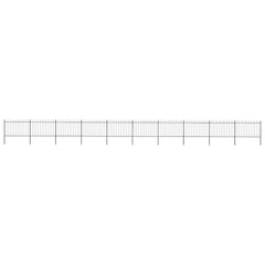 Garden Fence with Hoop Top Steel 337x120 cm Black 1673 cm