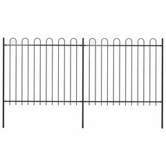 Garden Fence with Hoop Top Steel 337x150 cm Black 337 cm