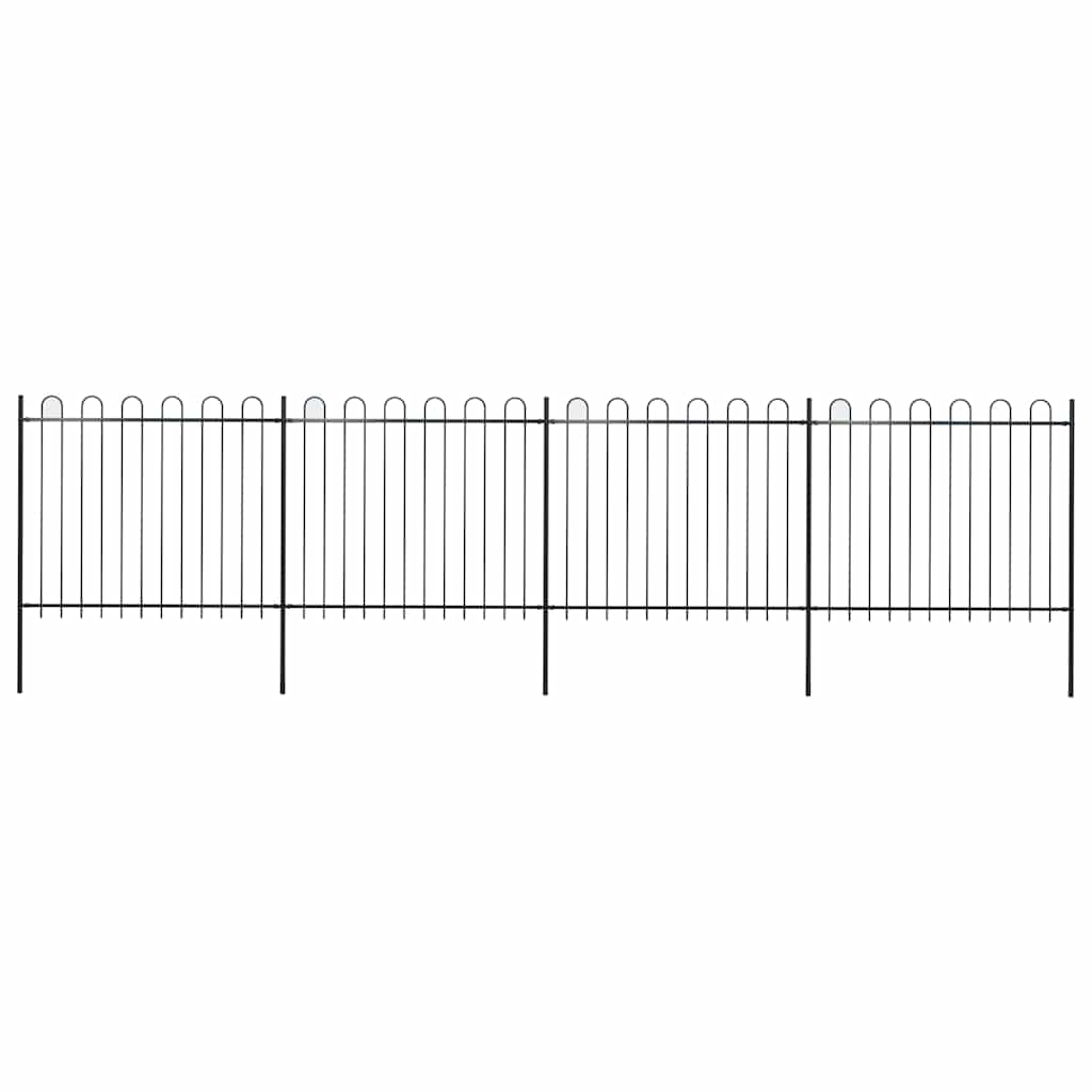 Garden Fence with Hoop Top Steel 337x150 cm Black 671 cm