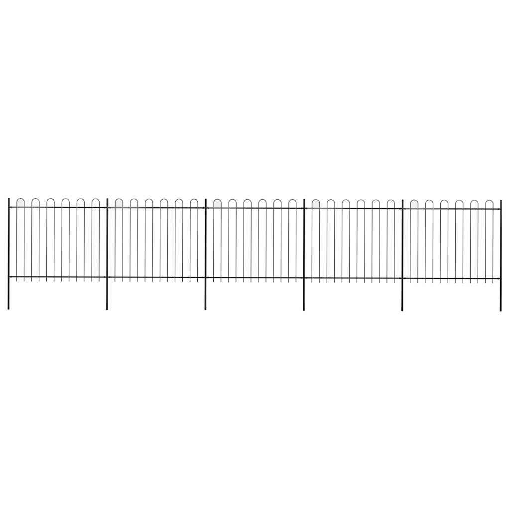 Garden Fence with Hoop Top Steel 337x150 cm Black 838 cm