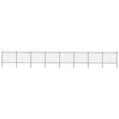 Garden Fence with Hoop Top Steel 337x150 cm Black 1339 cm