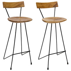 vidaXL Bar Stools 2 pcs Solid Teak Wood 1