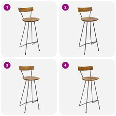 vidaXL Bar Stools 2 pcs Solid Teak Wood 4