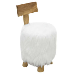 Stool Solid Teak Wood White
