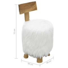 Stool Solid Teak Wood White