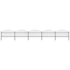 Garden Fence with Spear Top Steel 355x125 cm Black Height 100-125 cm 880 cm