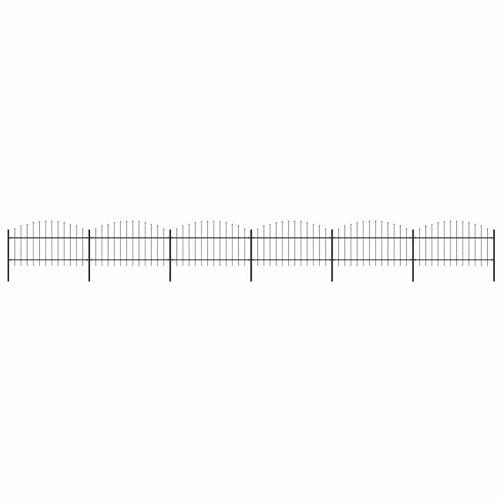 Garden Fence with Spear Top Steel 355x125 cm Black Height 100-125 cm 1055 cm