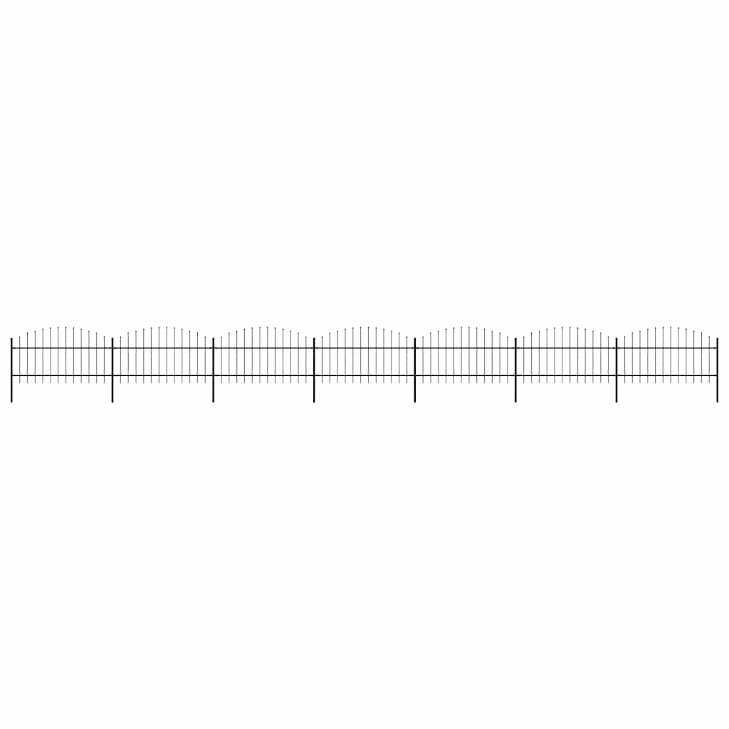 Garden Fence with Spear Top Steel 355x125 cm Black Height 100-125 cm 1230 cm