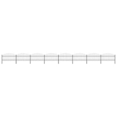 Garden Fence with Spear Top Steel 355x125 cm Black Height 100-125 cm 1405 cm